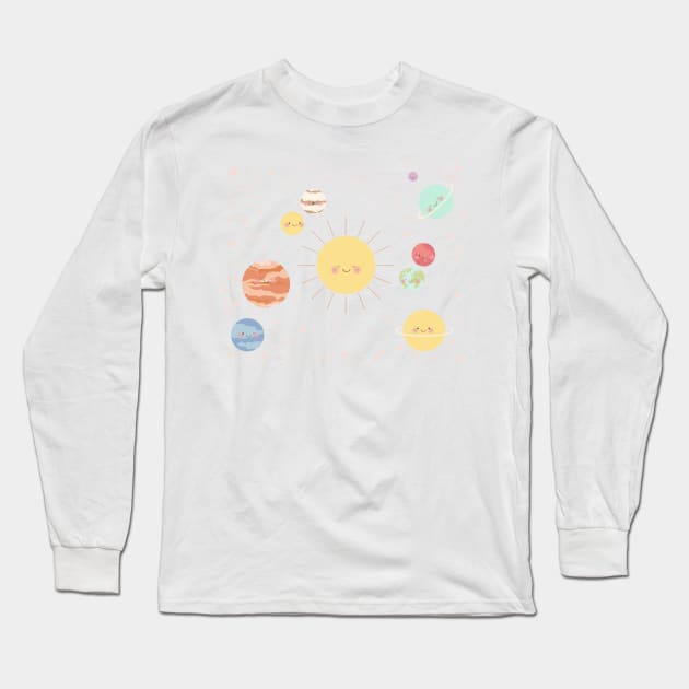 Galaxy - Pink Stars Long Sleeve T-Shirt by littlemoondance